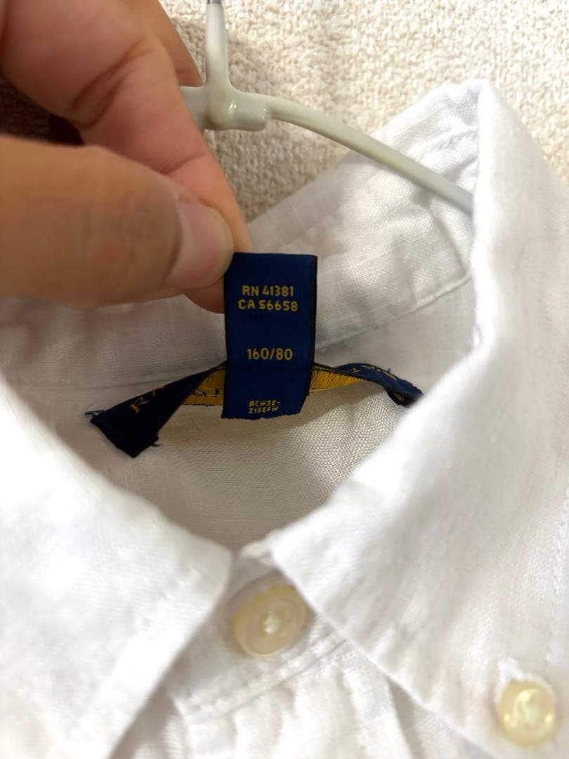 ラルフローレン　リネン　麻　半袖シャツ　ホワイト　160