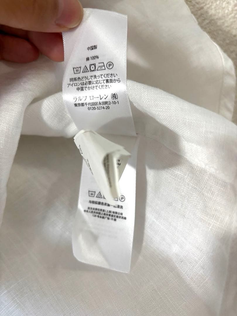 ラルフローレン　リネン　麻　半袖シャツ　ホワイト　160