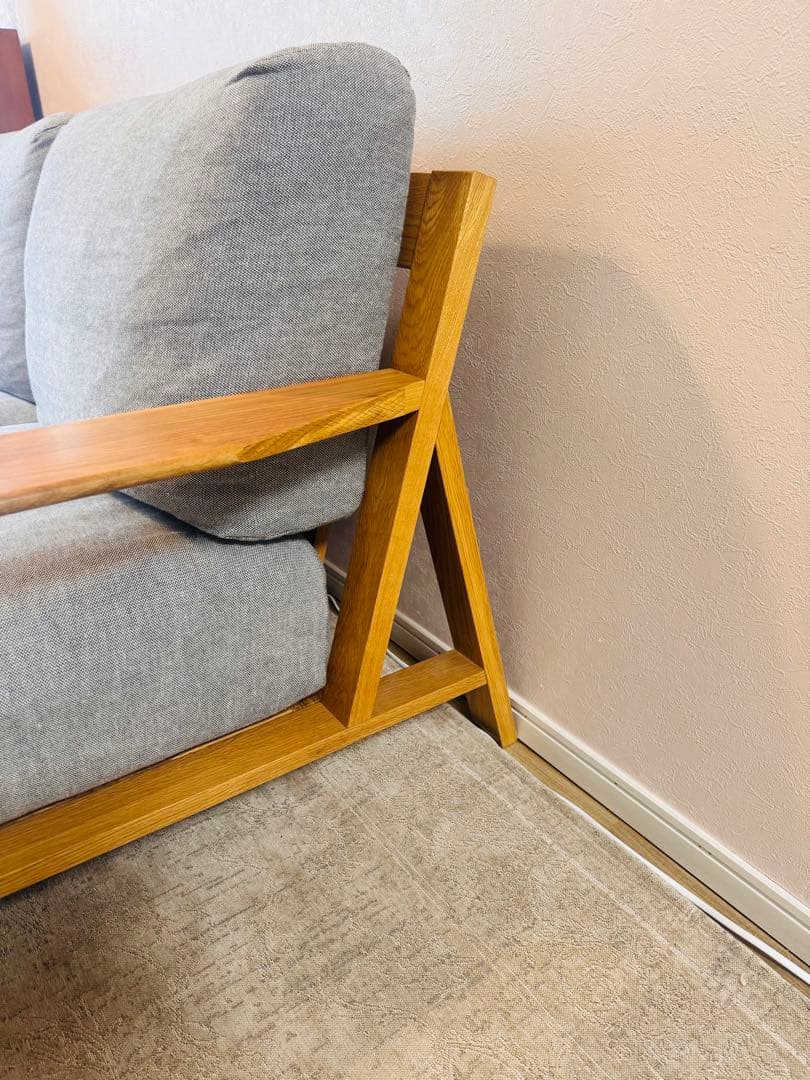 【無印良品】フェザーポケットコイル２シーターグレー木製フレーム