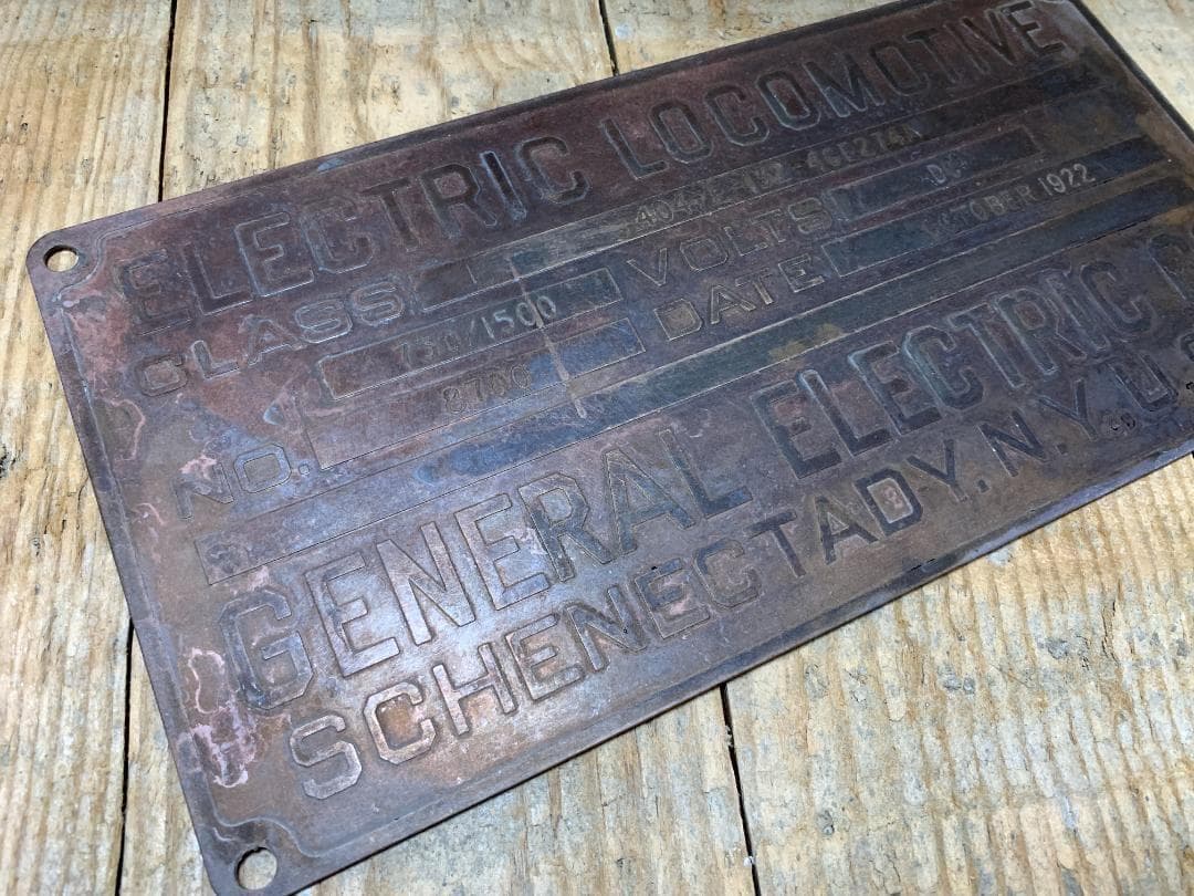 GE ブラス真鍮プレート サインプレート　銘板 銘盤 インダストリアル