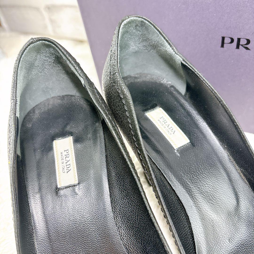 美品✨PRADA　プラダ　レザー　ブラック　23.5㎝