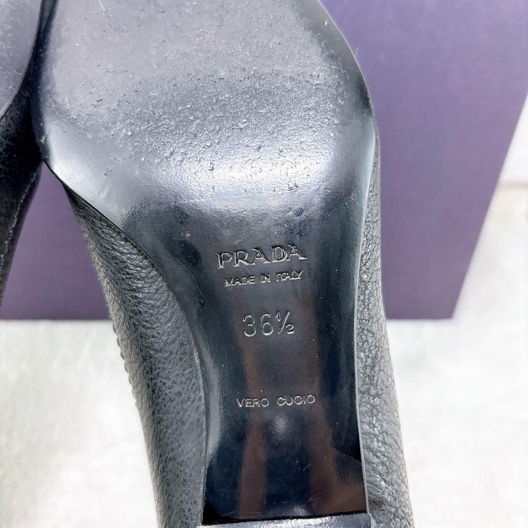美品✨PRADA　プラダ　レザー　ブラック　23.5㎝