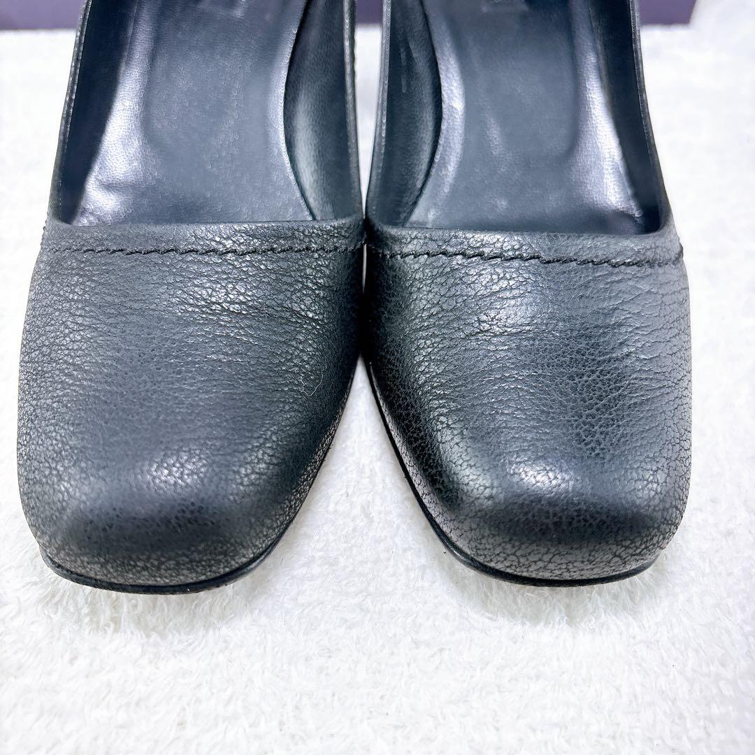 美品✨PRADA　プラダ　レザー　ブラック　23.5㎝