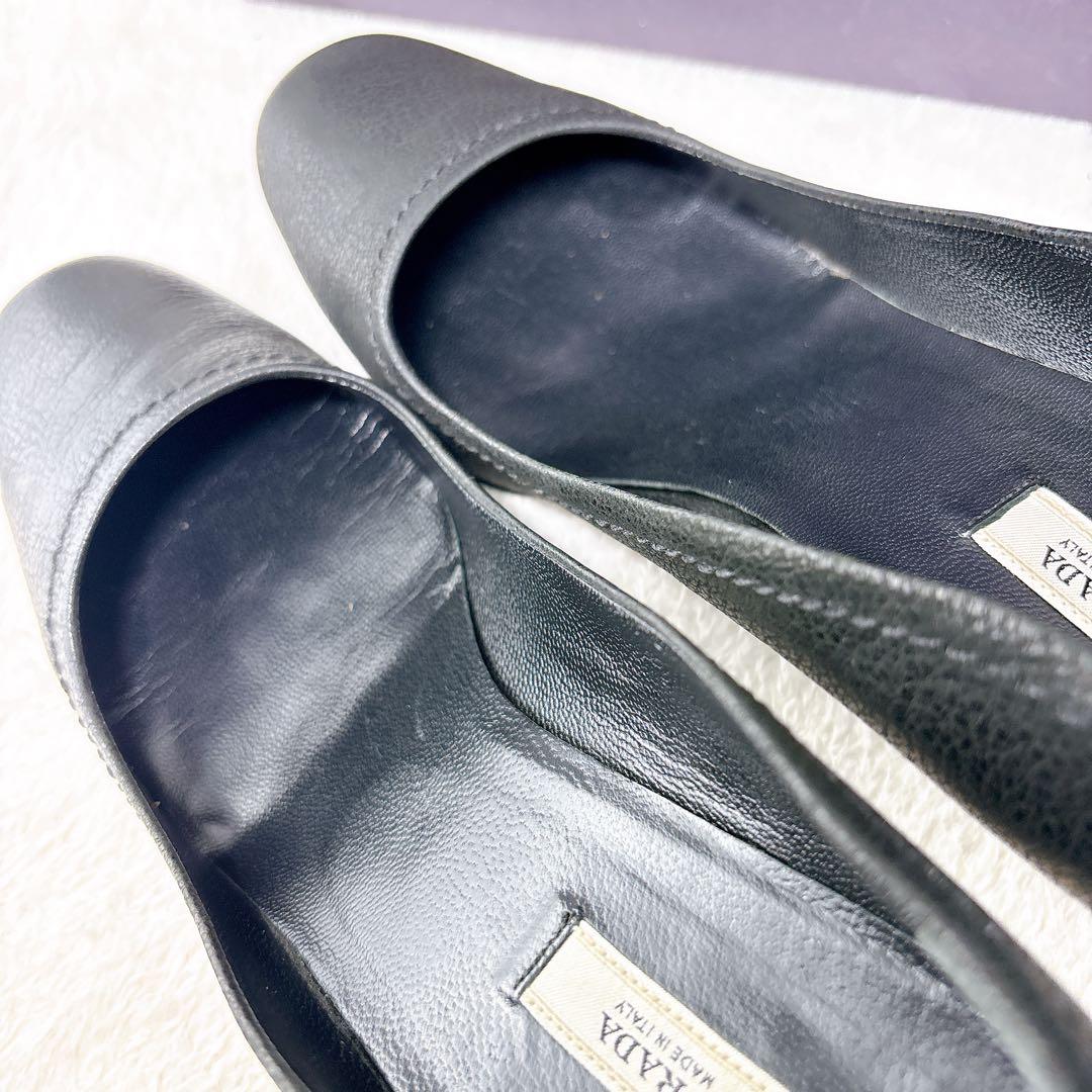 美品✨PRADA　プラダ　レザー　ブラック　23.5㎝