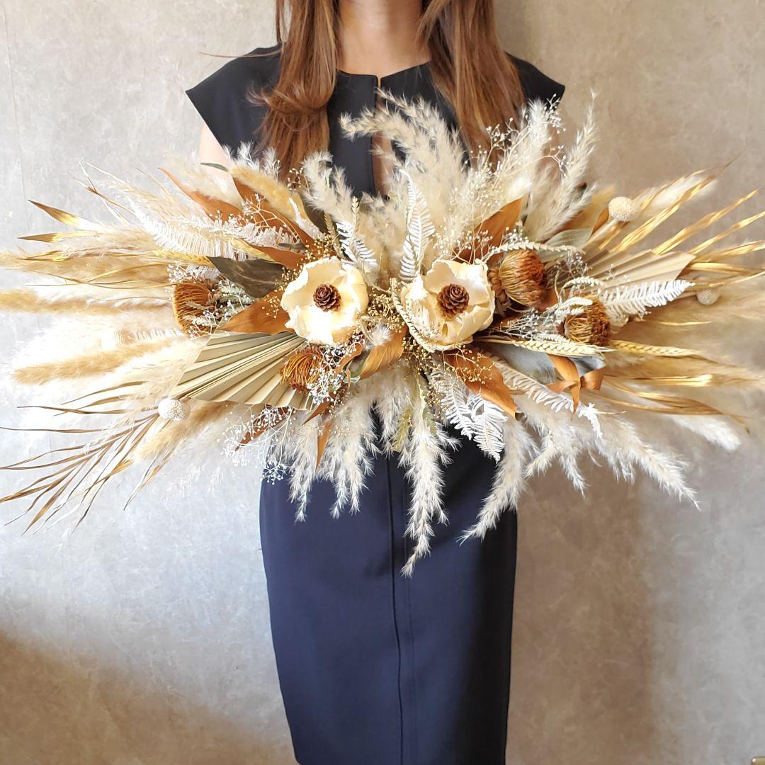 特大　横長スワッグ　パンパスグラス　インテリア　ドライフラワー　スワッグ　撮影