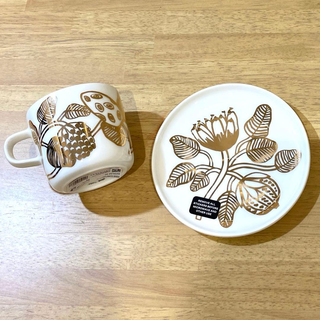 marimekko ティアラ　ゴールド　コーヒーカップ　プレート　新品