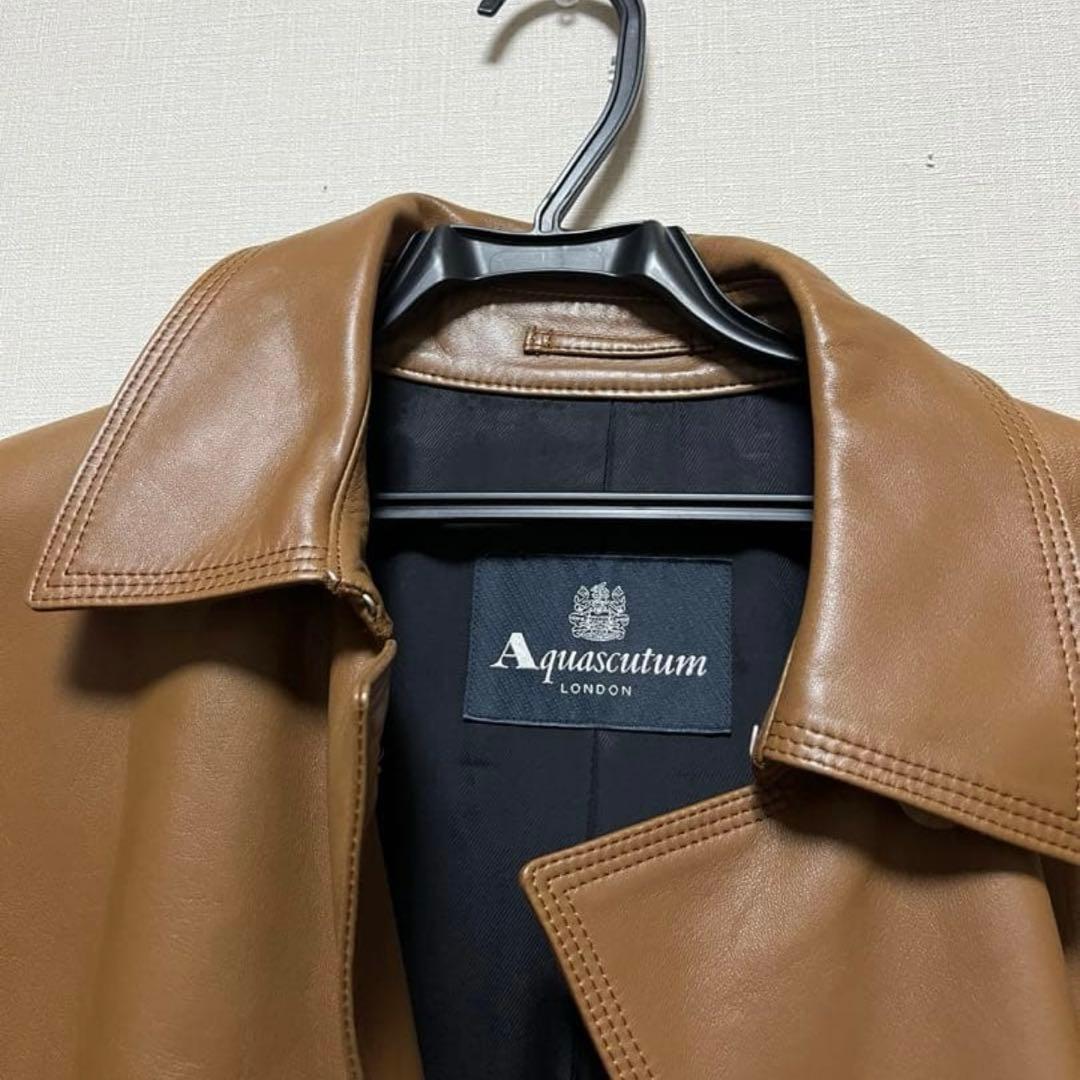 ◯専用◯良品アクアスキュータム羊革ラムレザーコート15号大きいサイズ