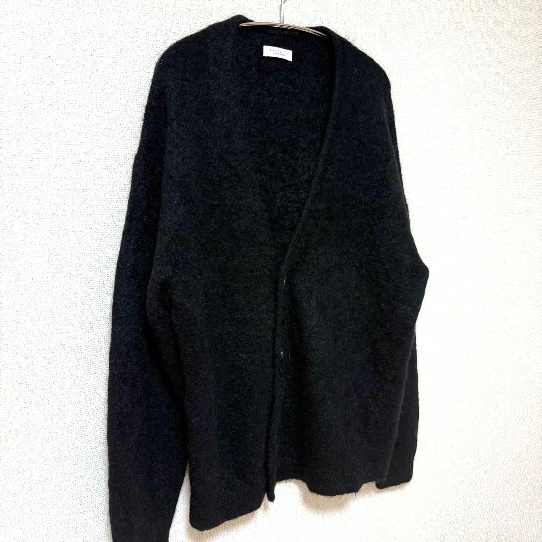 【美品】BEAUTY&YOUTH モヘヤ混 ニットカーディガン L