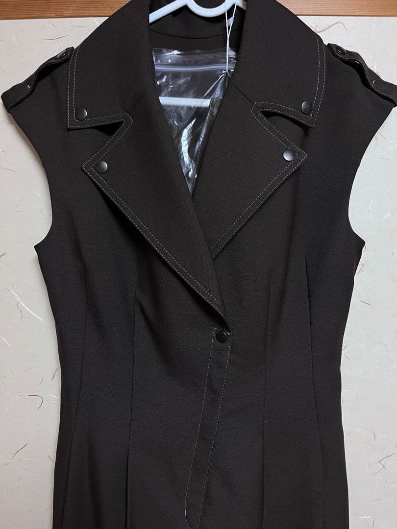 【月曜日までの金額】Aimeine 肩リボン付きオールインワン ブラウン S