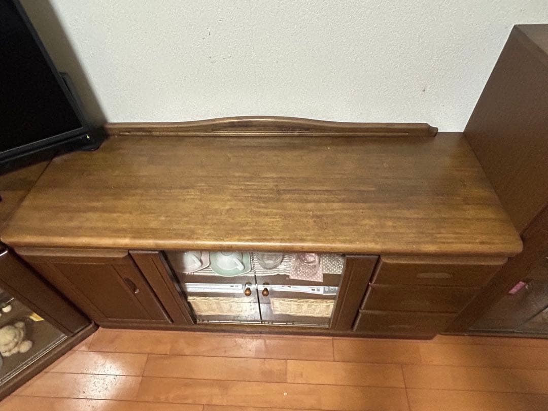 高級コーナーキャビネットダークブラウン4点セット