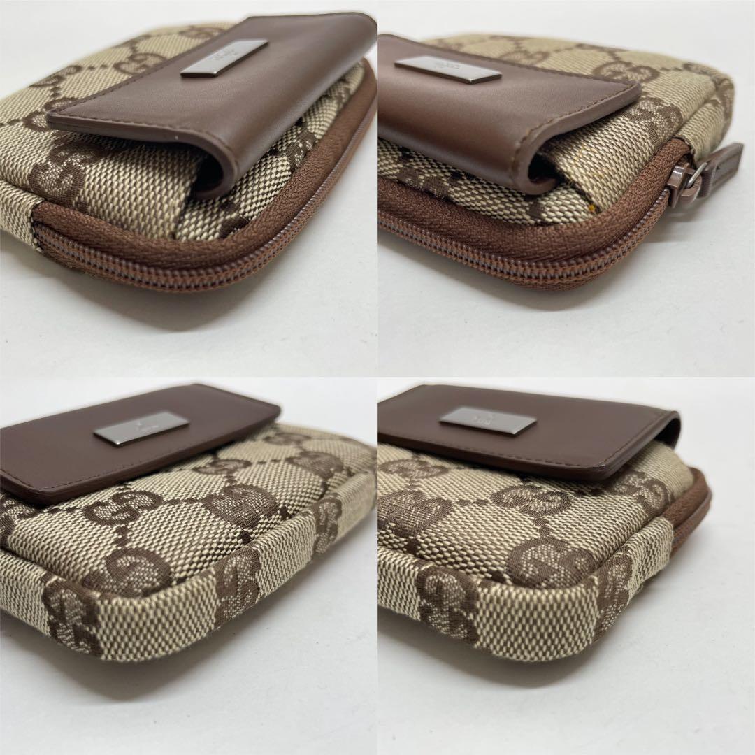 1735 GUCCI グッチ ケース キャンバス ジップ 美品 ブラウン