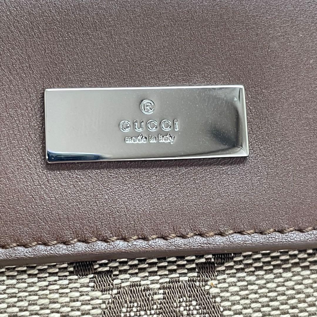 1735 GUCCI グッチ ケース キャンバス ジップ 美品 ブラウン