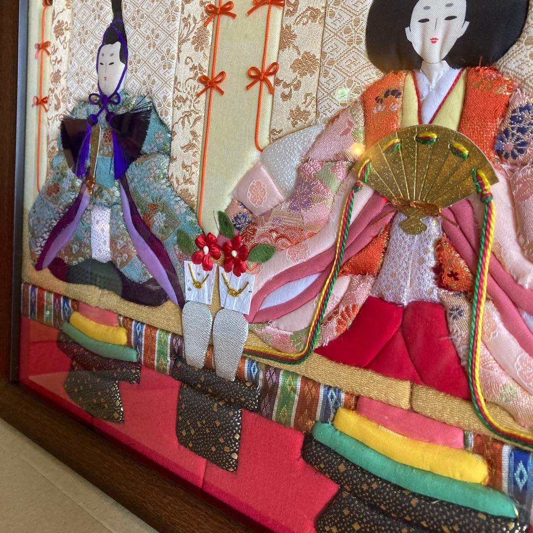 ひな祭り　伝統的 雛人形 ハンドメイド　額入りフレーム付き