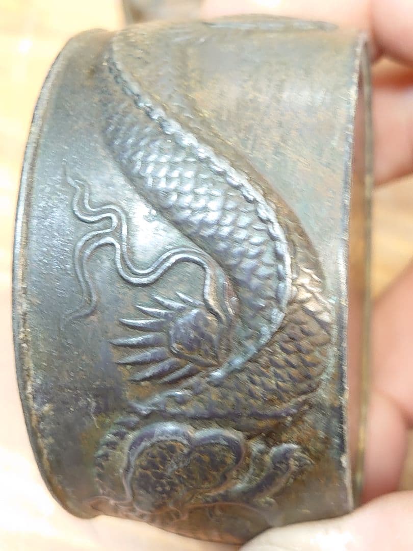開運 龍 龍神 龍灰皿骨董品 ブロンズ製 （真鍮製）