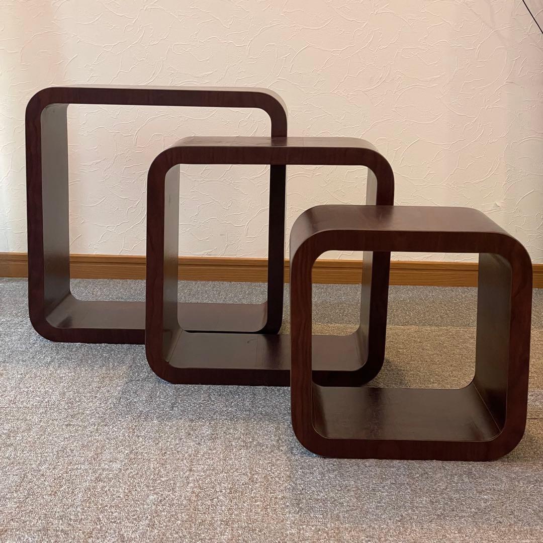 【ほり】ミッドセンチュリー　モダン　ウッド　スタッキング　サイド　シェルフ