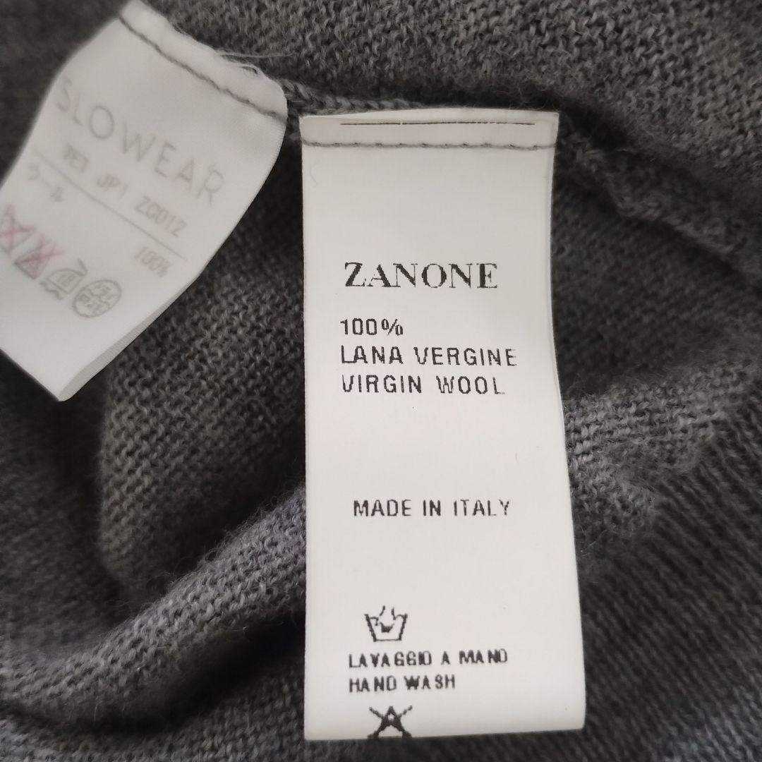 ZANONEザノーネ高級イタリアVネックカーディガンウールグレー