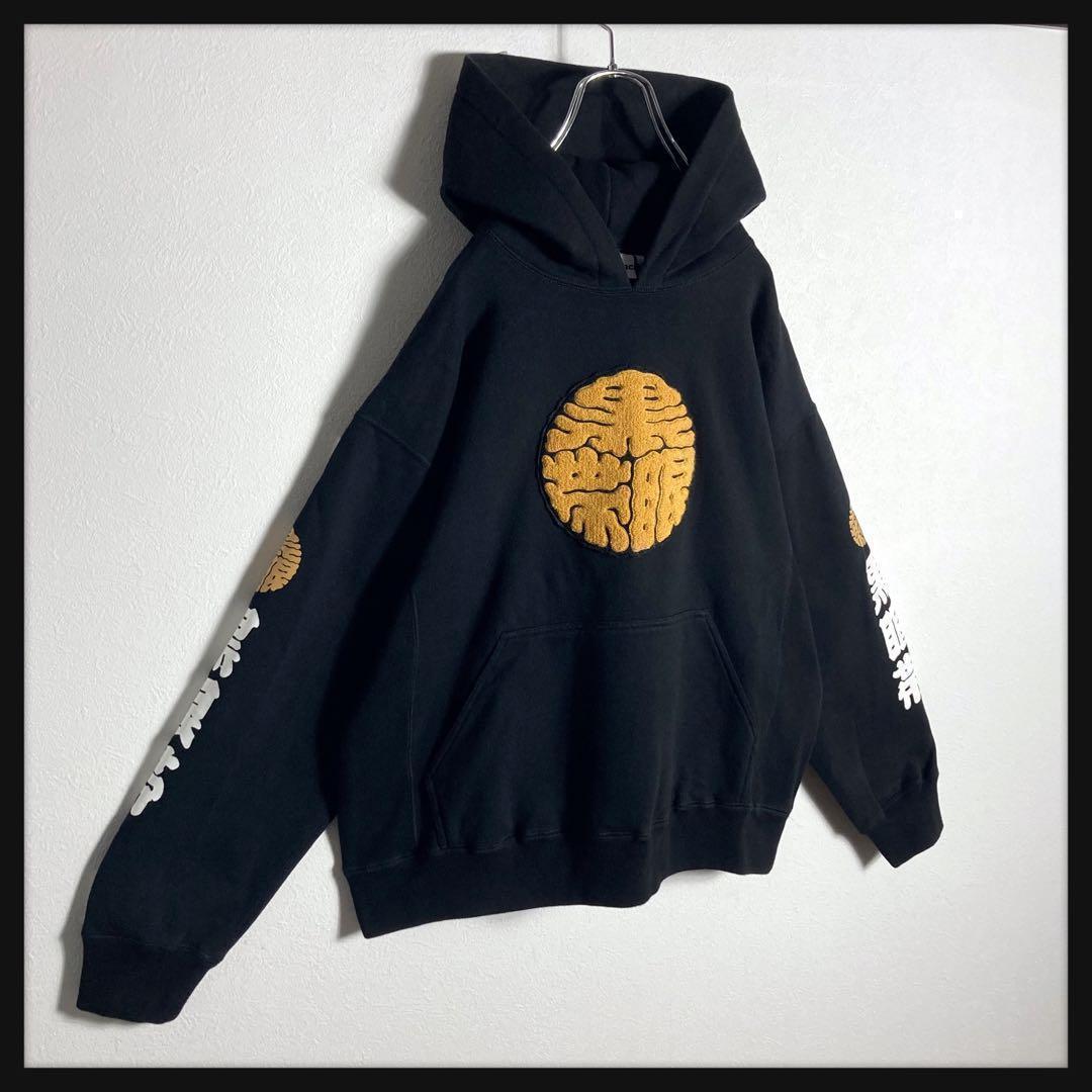 【美品】ブラックアイパッチ★黒帯眼ロゴ入りパーカー パイルロゴ 希少デザイン