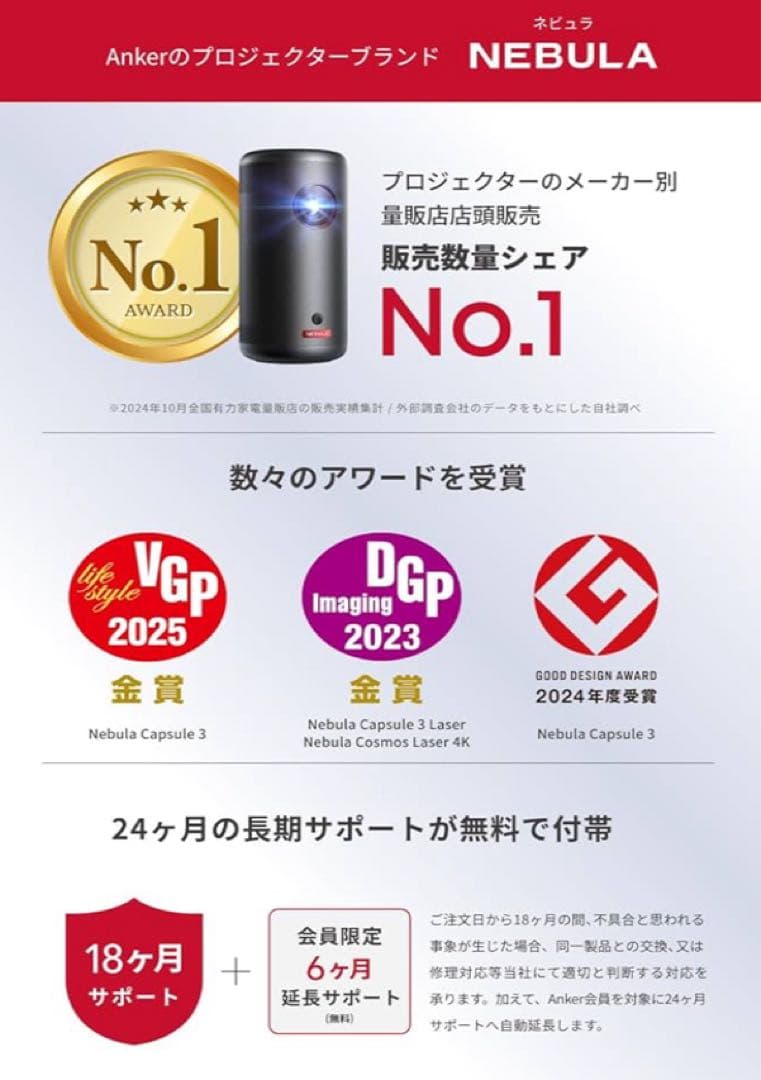 【ほぼ新品】Anker Nebula Capsule 3