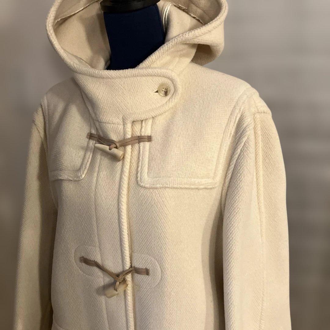 極美品　英国製　ヘリンボーン柄　ダッフルコート フード付き　ロング丈　上品　高級