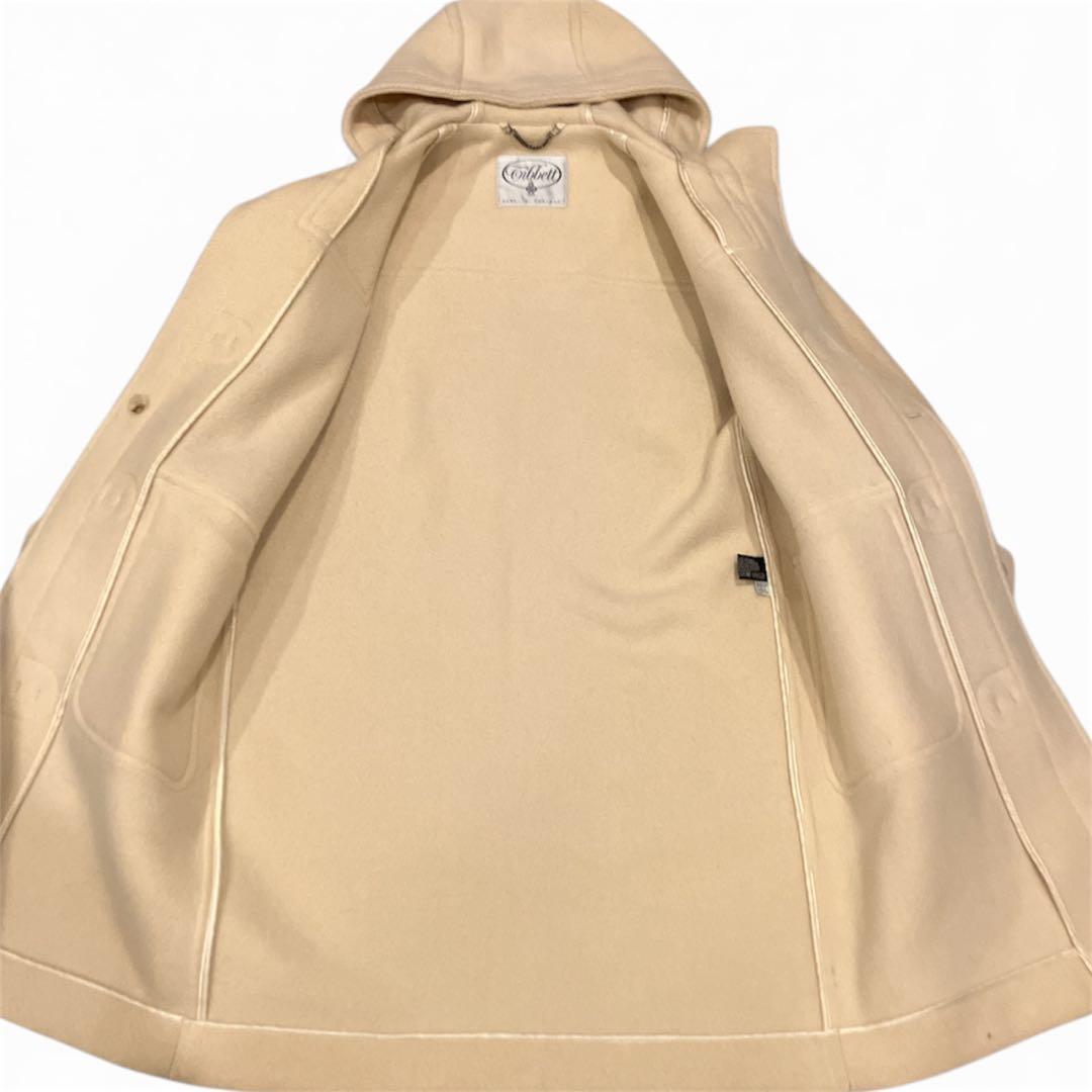 極美品　英国製　ヘリンボーン柄　ダッフルコート フード付き　ロング丈　上品　高級