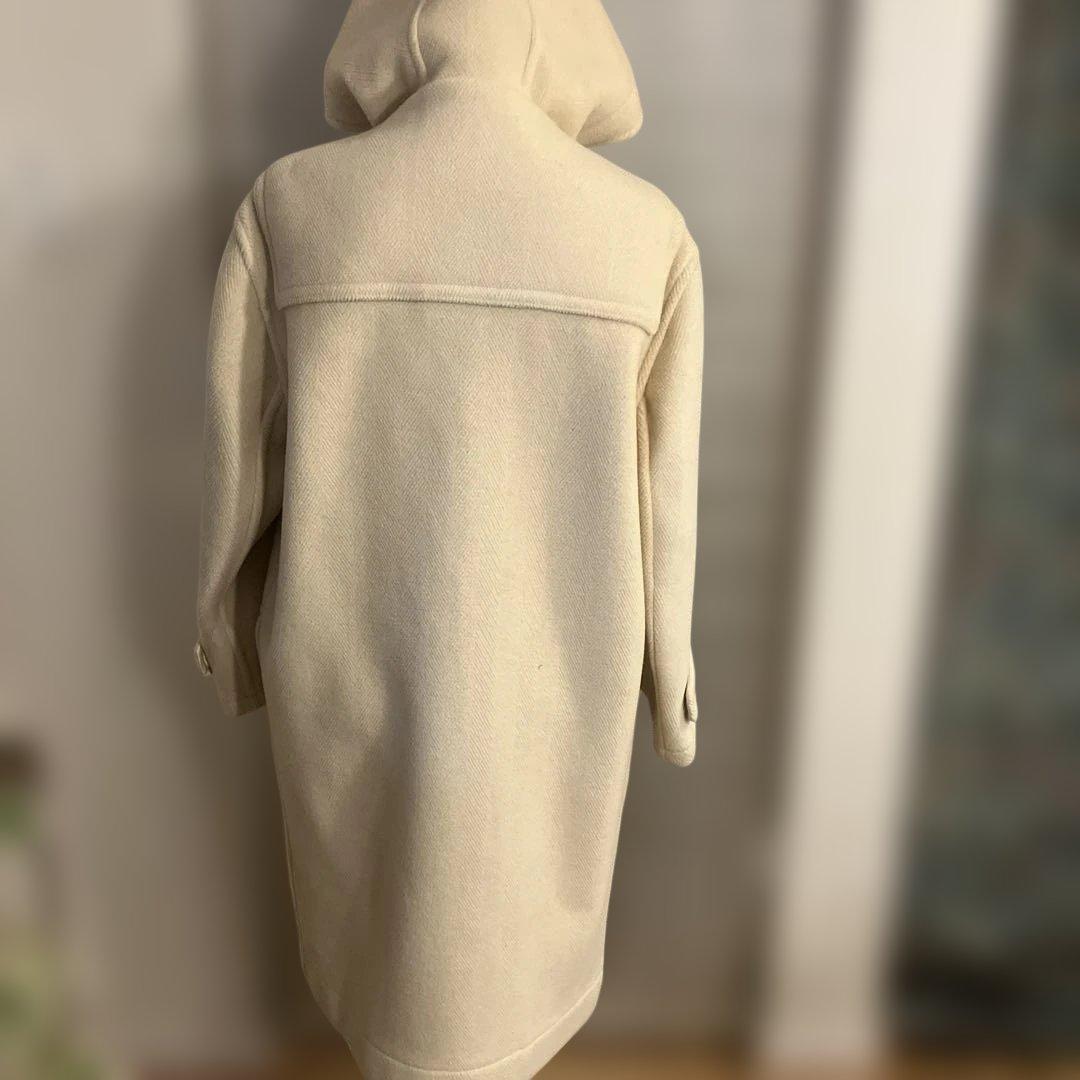 極美品　英国製　ヘリンボーン柄　ダッフルコート フード付き　ロング丈　上品　高級