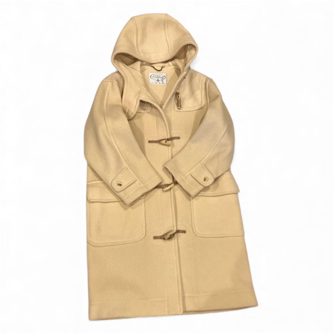 極美品　英国製　ヘリンボーン柄　ダッフルコート フード付き　ロング丈　上品　高級