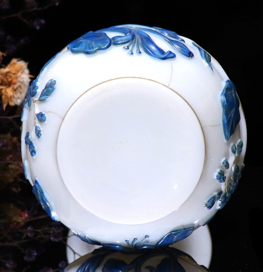 オールド・バカラ 19世紀美術館級作品 パリ万博試作品 レアカラー 大型花瓶 青