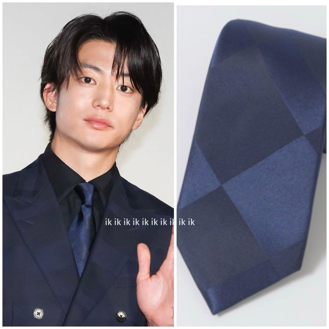 新品ブラックレーベル　伊藤健太郎着用　ネイビークレストブリッジチェクタイ　日本製