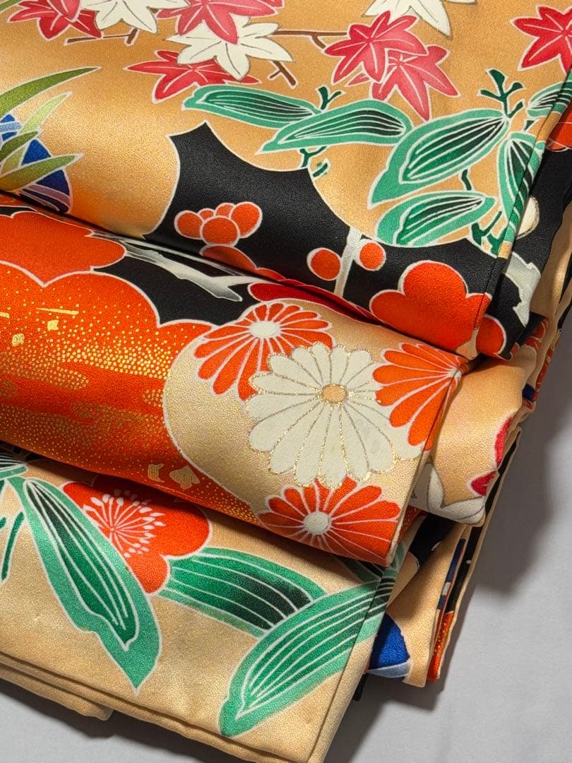 [美品] 高身長　振袖　黒　古典柄　松竹梅　駒刺繍　成人式　卒業式　礼装　結婚式