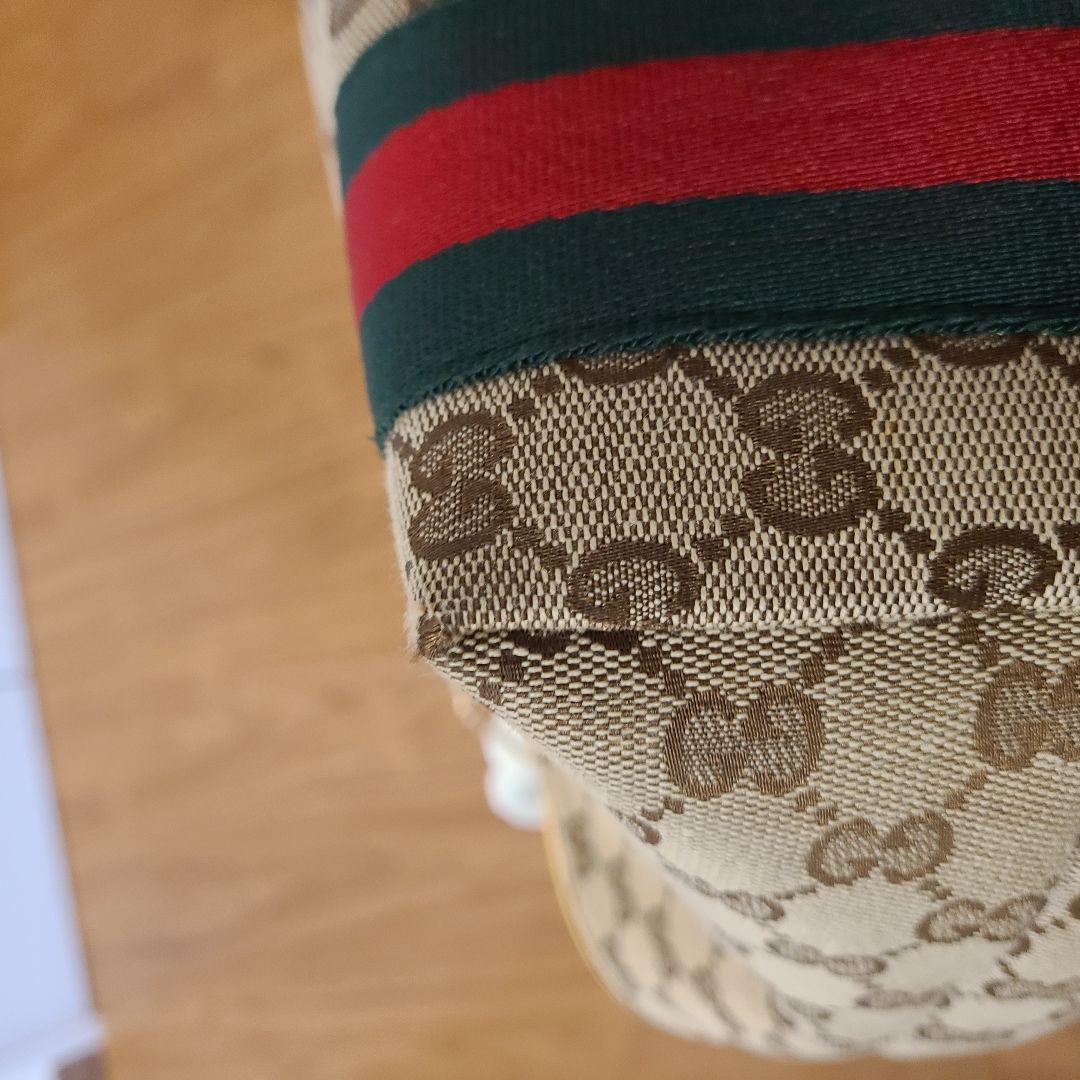 美品☆グッチ トートバッグ ベージュ キャンバス シェリーライン GG柄