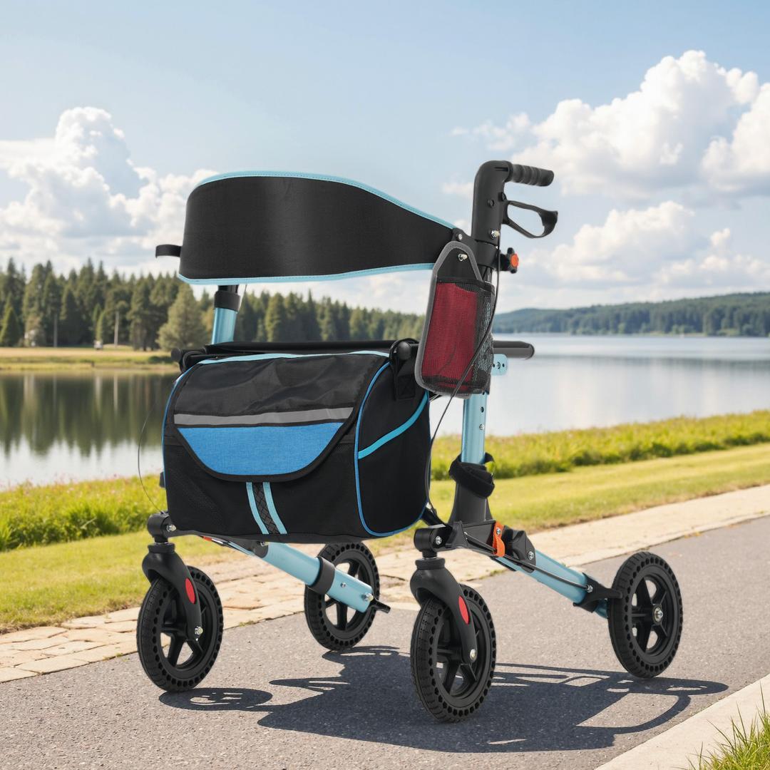 歩行器 歩行車 シルバーカー 室外用 折りたたみ可能 杖置き 6段階調節可能