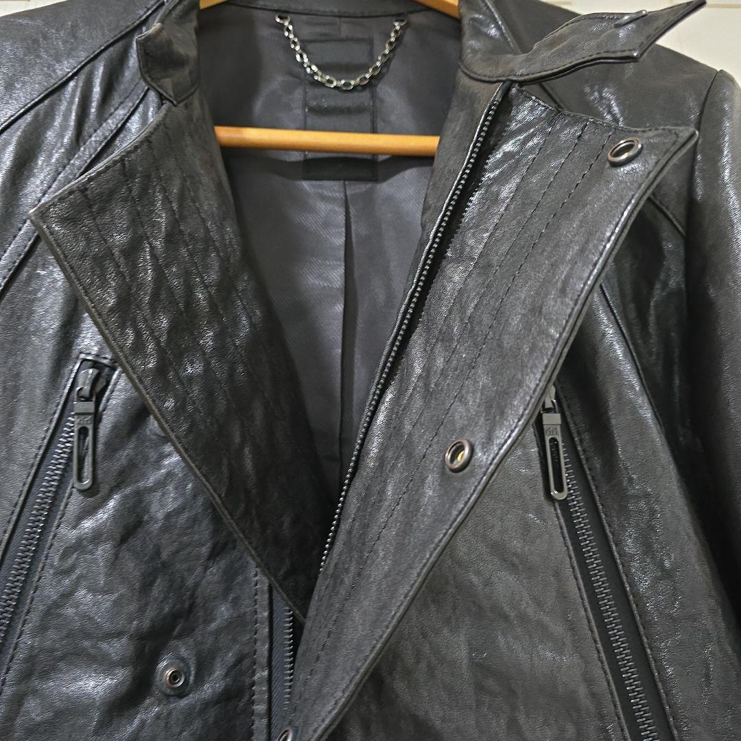 GALAABEND 黒レザーシングルライダースジャケット