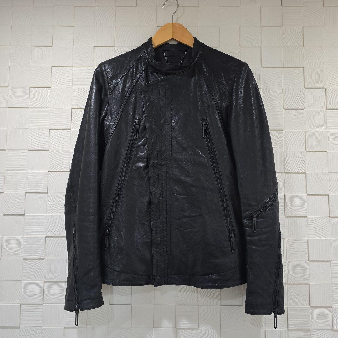 GALAABEND 黒レザーシングルライダースジャケット