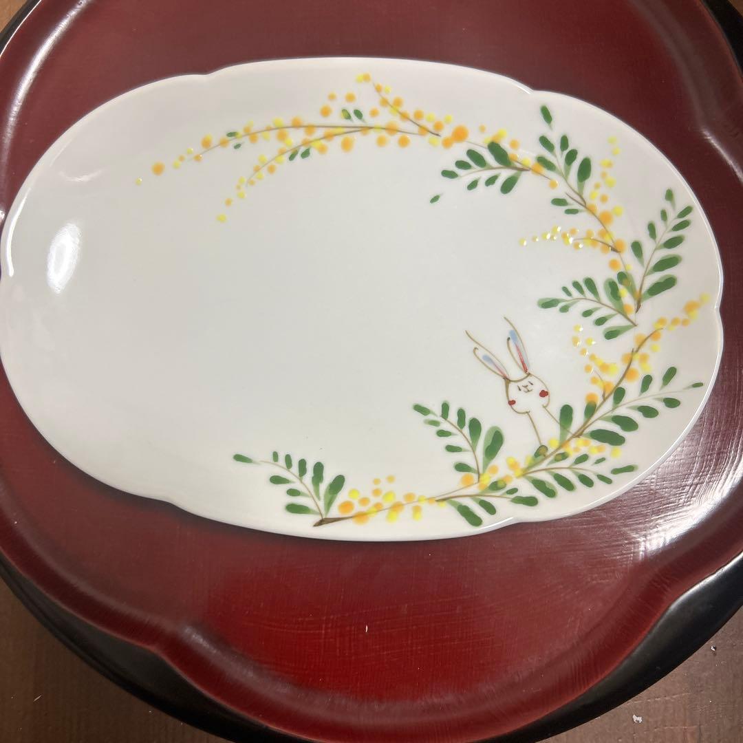 作家　陶芸作家　空萌工房 うさぎ 田口紀美子　ミモザ　はなプレート