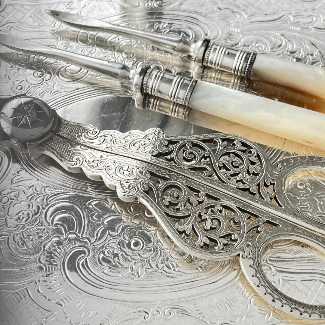 【英国】 グレープシザー / ナッツクラッカー / ピッカー【白蝶貝】