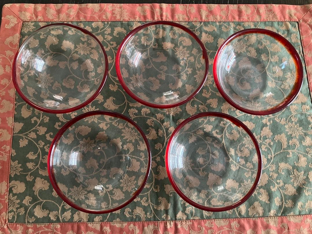 大正〜昭和の時代 昭和レトロ 大正浪漫　吹きガラス　ガラス鉢　5枚