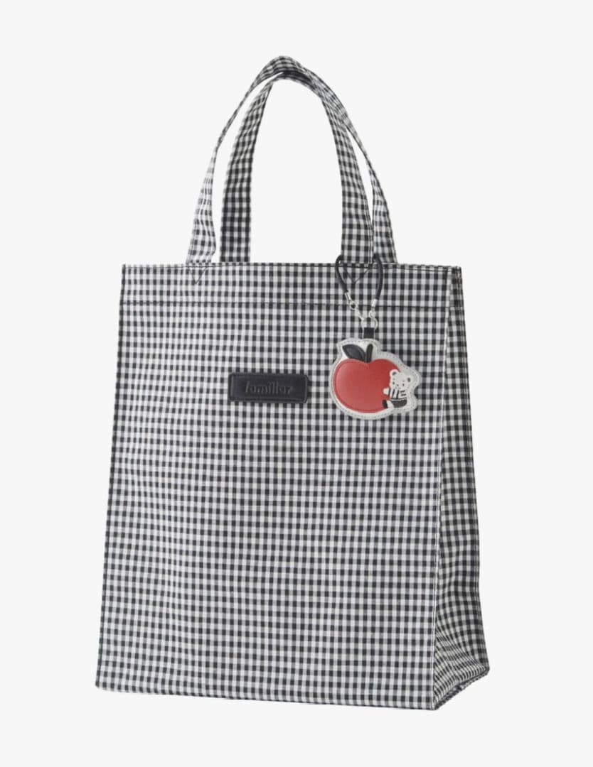 familiar　チャーム付きトートバッグ　ギンガムチェック