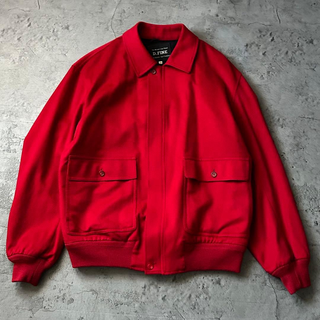 美品 ロロピアーナ 高級カシミヤ D.FINE ウール ボンバー ジャケット 赤