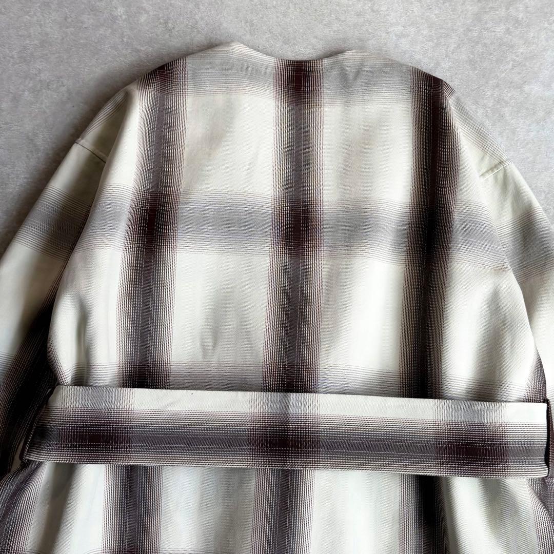 美品 シクラス 上質コットンシルクミドル丈コート チェック柄 リバーシブル