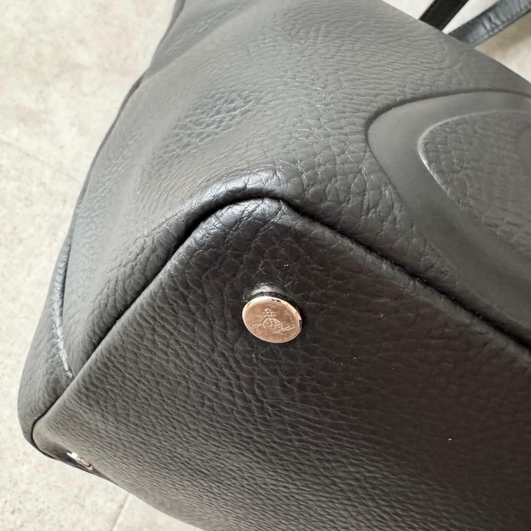 ヴィヴィアンウエストウッド　トートバッグ　オーブ　2WAY　黒　レザー　シボ革