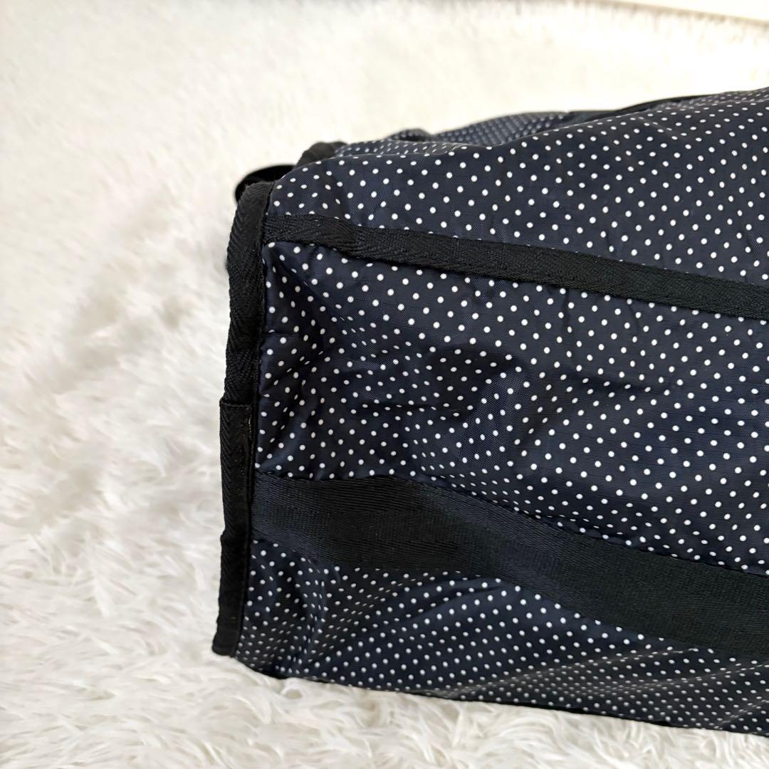 美品☆鍵付き☆レスポートサック ラージウィークエンダー ボストンバッグ　黒　水玉