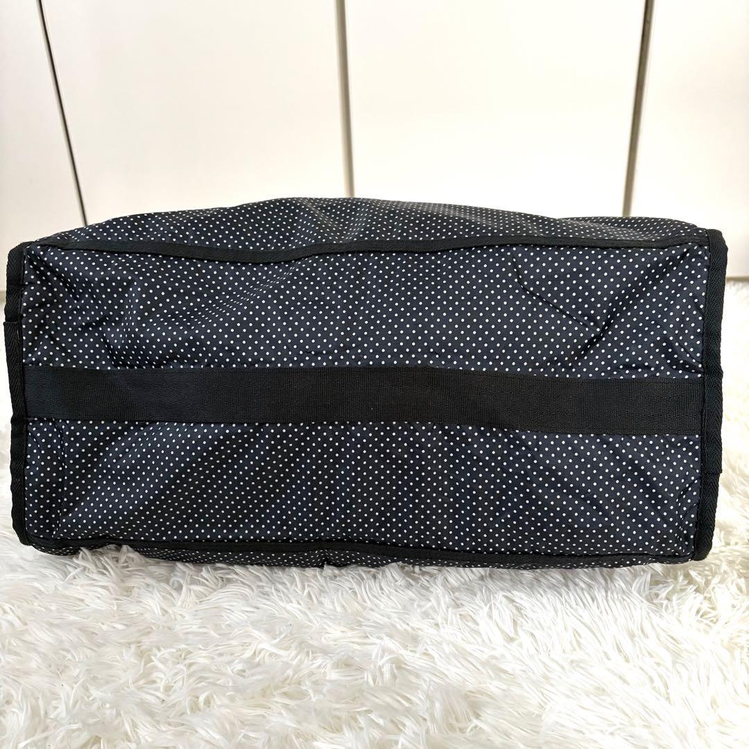 美品☆鍵付き☆レスポートサック ラージウィークエンダー ボストンバッグ　黒　水玉