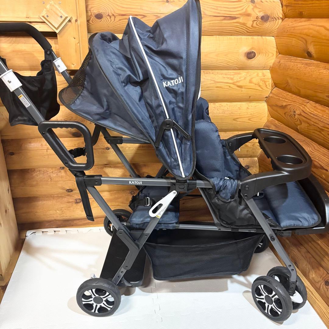 【極美品】カトージ KATOJI 2人でゴー 2人乗り ベビーカー ネイビー