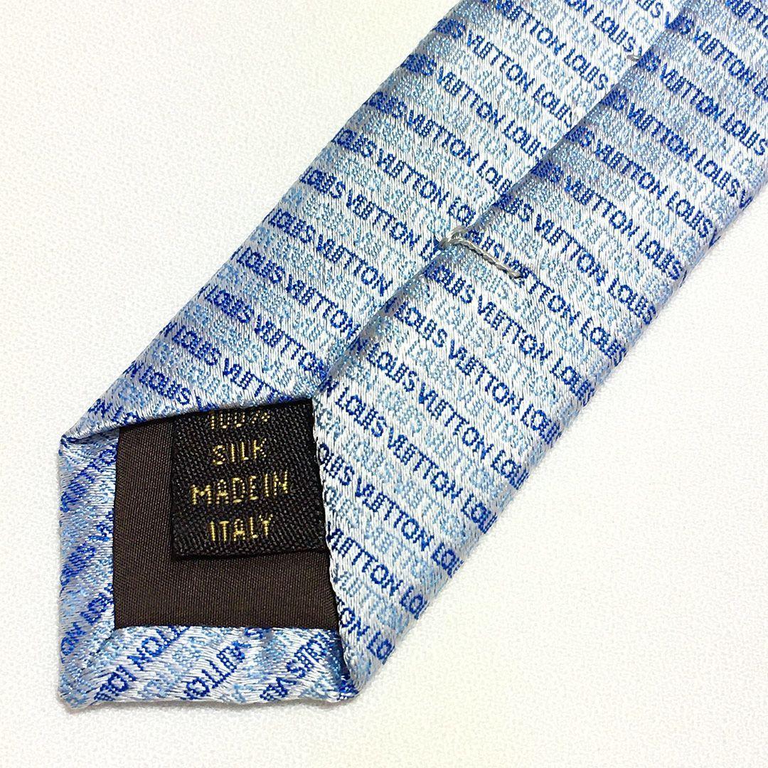 未使用級 ルイヴィトン Louis Vuitton ネクタイ ライトブルー 総柄