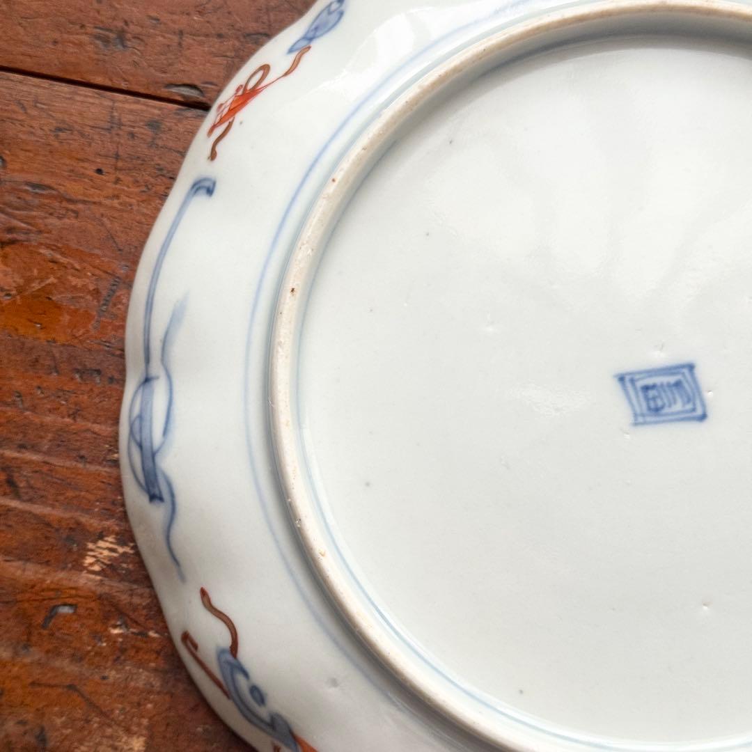 骨董皿　古伊万里金彩色絵皿　宝尽くし宝船花鳥文 平皿2枚