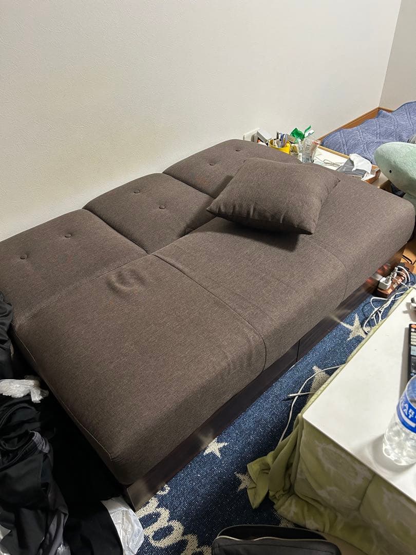 ブラウン ソファベッド 1つのクッション付き