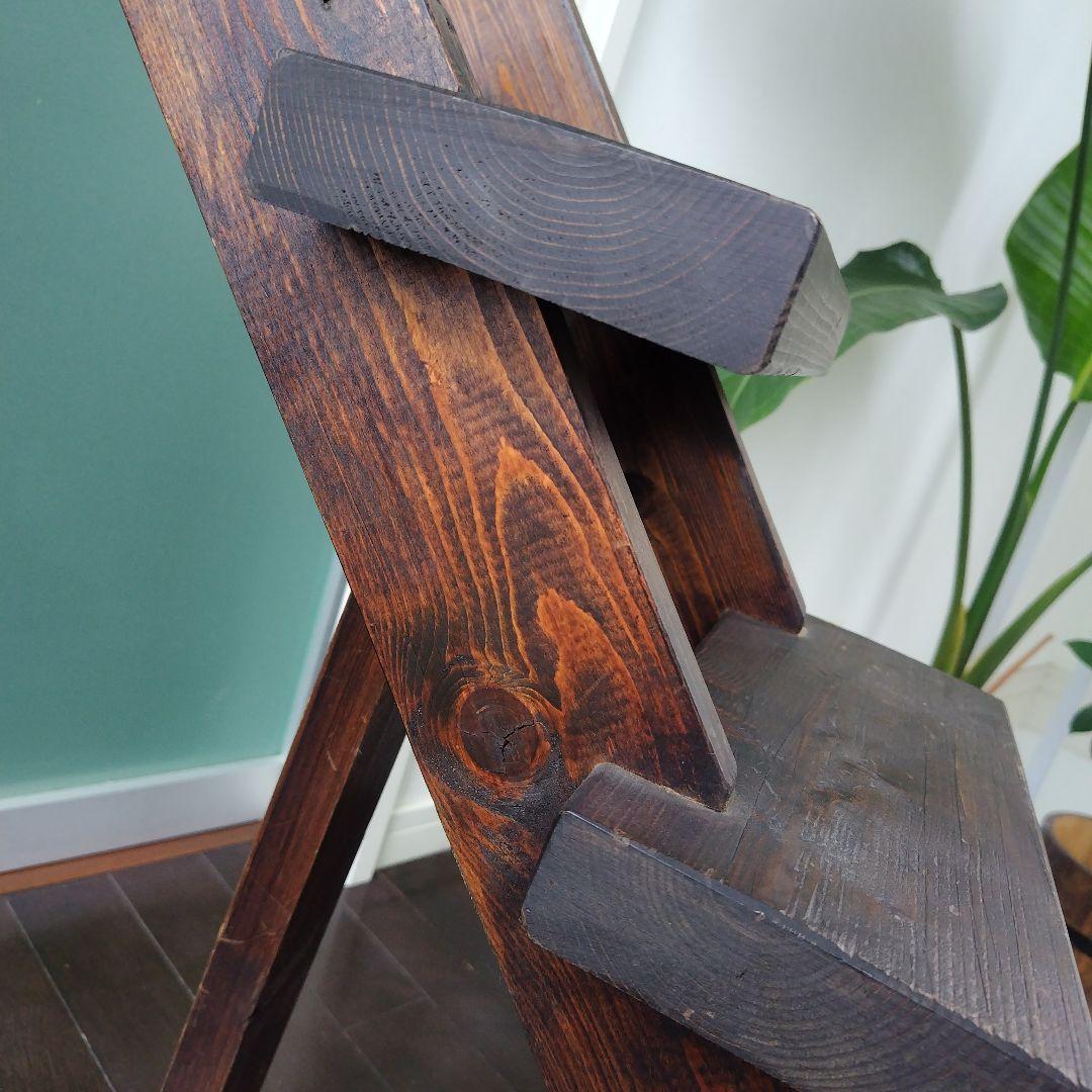 アンティーク 古木を活かした階段ディスプレイ台 シェルフ 4段 天然木