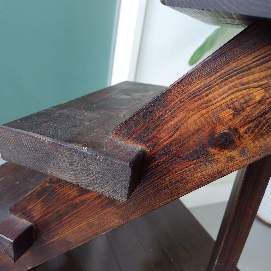 アンティーク 古木を活かした階段ディスプレイ台 シェルフ 4段 天然木