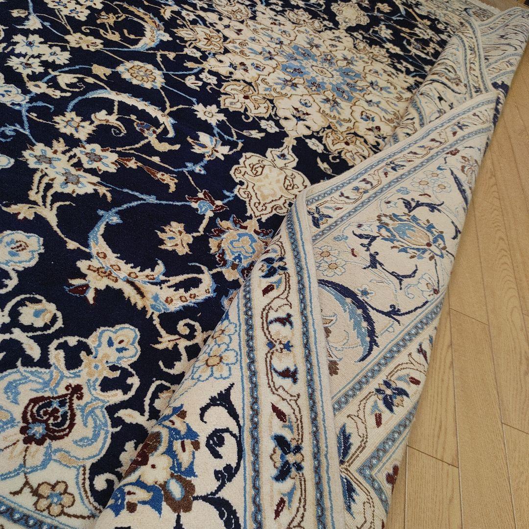 ペルシャ 絨毯 手織り 美術品　 ナイン産　315x201cm クリーニング済み