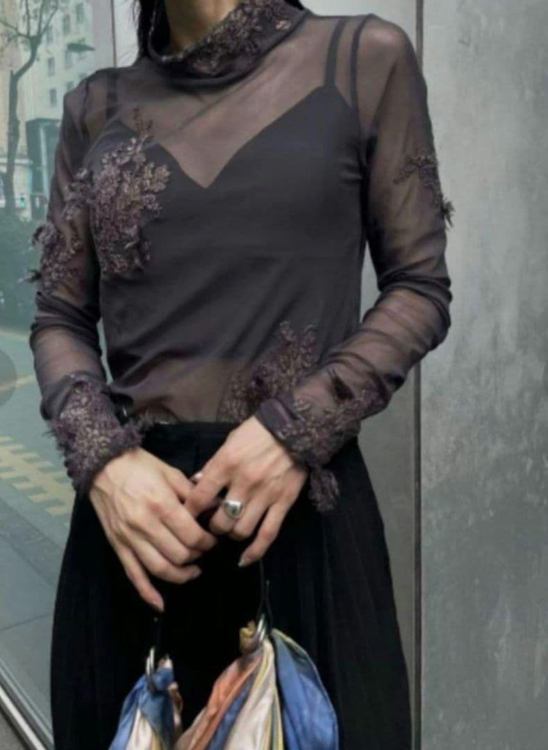 トップス AMERI VINTAGE UND FUR EMBROIDERY SKINTOP